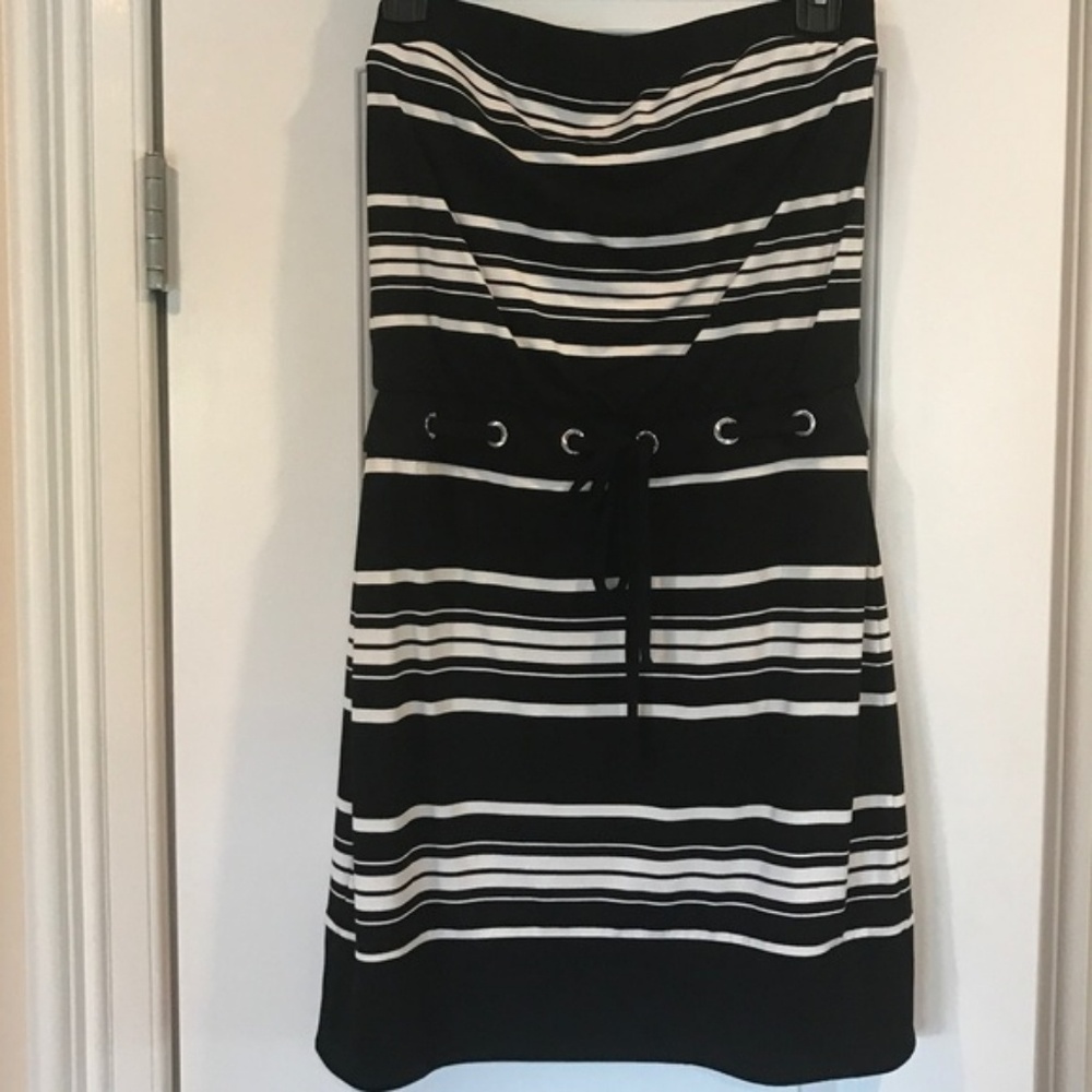Black and White Strapless Dress